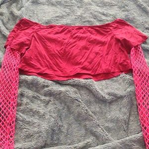 large magenta SheIn x off shoulder crop top